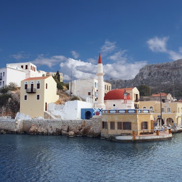Island village of Kastellorizo, two miles from Turkish coast on Southern Agean.