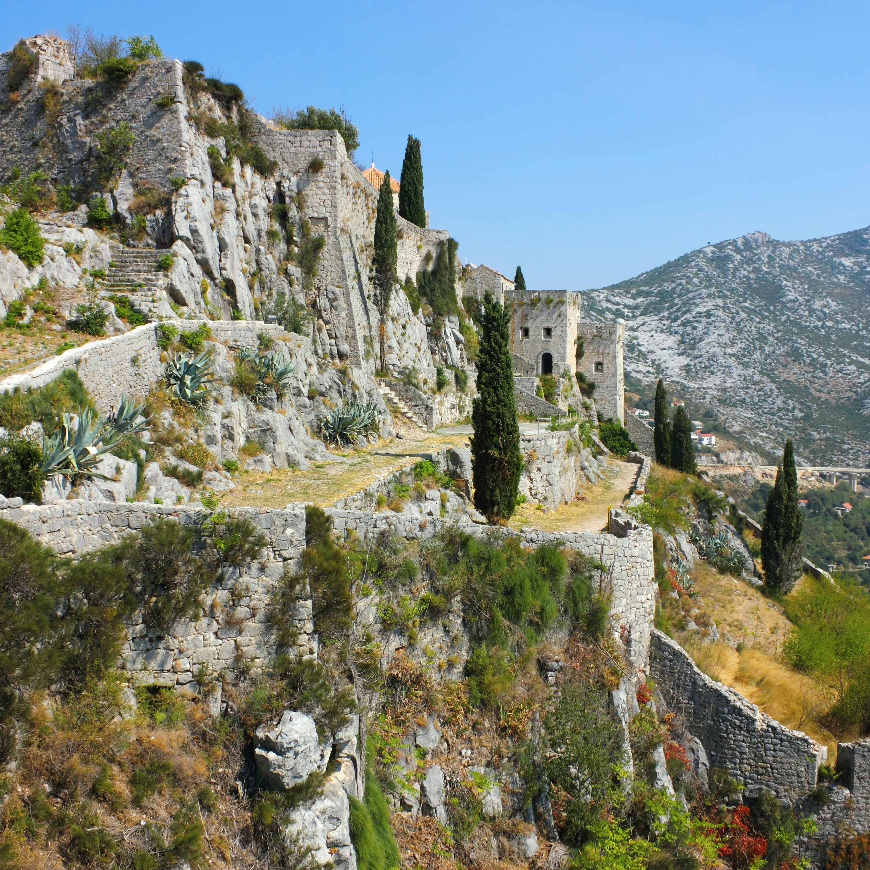 View in a bright sunny day of fortress Klis near Split in Croatia.
